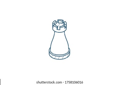 Chess isometric icon. 3d vector illustration. Isolated line art technical drawing. Editable stroke