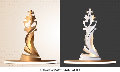 Chess King 3D Royal_Leader chessboard king with golden finish industry leader abstract