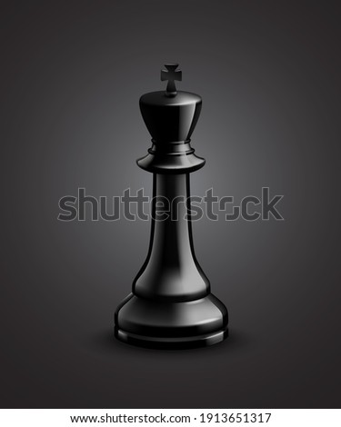 Chess king with black background trendy 3d render illustration.
