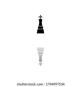 Chess king. Black symbol on white background. Simple illustration. Flat Vector Icon. Mirror Reflection Shadow. Can be used in logo, web, mobile and UI UX project