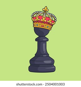 Chess King Cartoon Vector Icon Illustration. Sport Object Icon Concept Isolated Premium Vector. Flat Cartoon Style