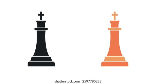 Chess king colored icon set. Stock Vector
