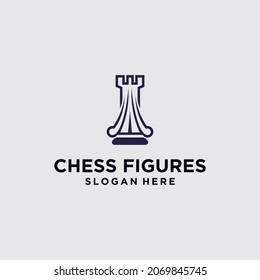 Chess king design, chess piece icon. board game, isolated on blue and white background, modern chess logo 