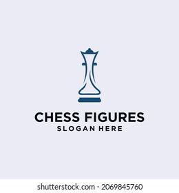 Chess king design, chess piece icon. board game, isolated on blue and white background, modern chess logo 