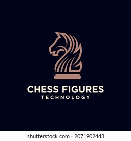 Chess king design, chess piece icon. board game, isolated on blue and white background, modern chess logo Premium