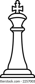 Chess king figure line icon. Game piece