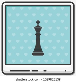 Chess king flat vector icon.