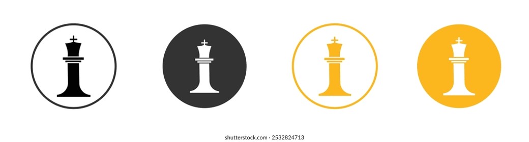 Chess king icon black and white vector outline sign