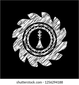 chess king icon with chalkboard texture