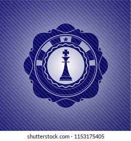 chess king icon with denim texture