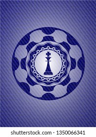 chess king icon with denim texture