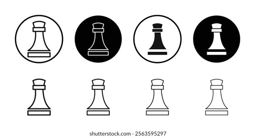 Chess king icon Flat outline fill set collection