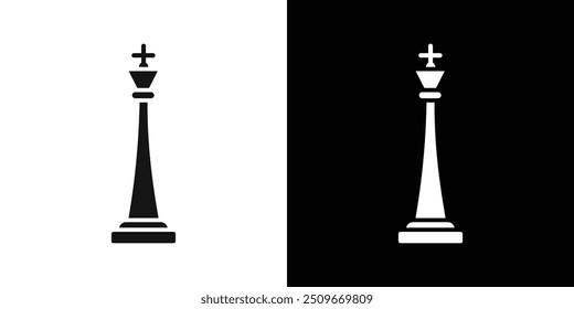 Chess king icon Flat vector set outline