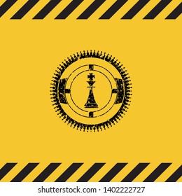 chess king icon grunge warning sign emblem. Vector Illustration. Detailed.