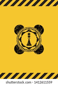chess king icon grunge warning sign emblem. Vector Illustration. Detailed.