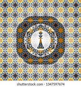 chess king icon inside arabesque emblem. arabic decoration.