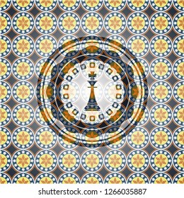 chess king icon inside arabic emblem. Arabesque decoration.