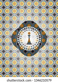 chess king icon inside arabic emblem background. Arabesque decoration.