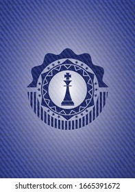 chess king icon inside badge with jean texture