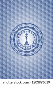 chess king icon inside blue hexagon badge.