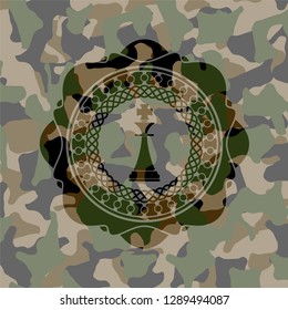 chess king icon inside camo texture