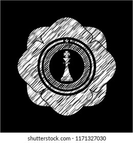 chess king icon inside chalk emblem