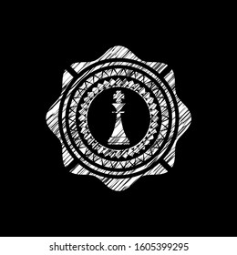 chess king icon inside chalk emblem