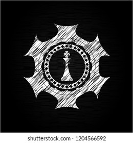 chess king icon inside chalkboard emblem