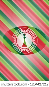 chess king icon inside christmas colors style badge.
