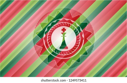 chess king icon inside christmas style emblem.