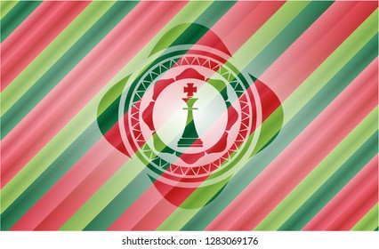 chess king icon inside christmas emblem.