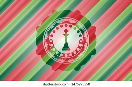 chess king icon inside christmas badge background.