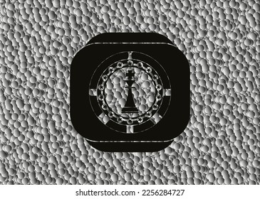 icono del rey del ajedrez dentro del emblema oscuro con fondo de burbujas. Retro. Ilustración vectorial. Detallado. 