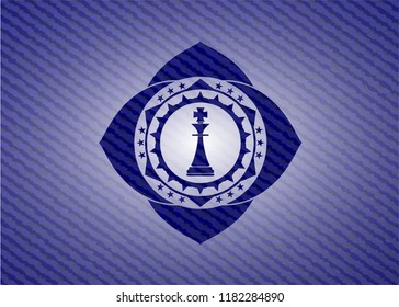 chess king icon inside emblem with jean high quality background