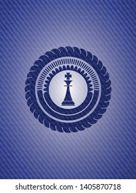chess king icon inside emblem with jean texture