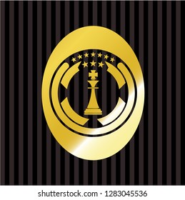 chess king icon inside gold emblem or badge