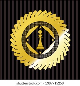 chess king icon inside gold emblem or badge
