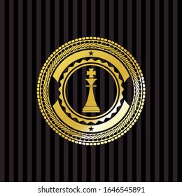 icono del rey ajedrez dentro del emblema dorado
