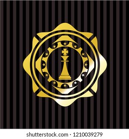chess king icon inside golden badge or emblem