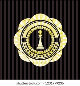 chess king icon inside golden emblem or badge