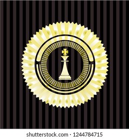 chess king icon inside golden badge or emblem