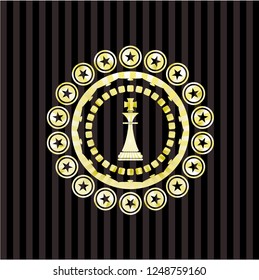 chess king icon inside golden emblem