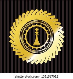 chess king icon inside golden badge or emblem