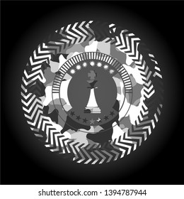 chess king icon inside grey camo texture