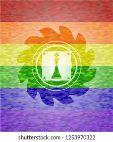 chess king icon inside lgbt colors emblem 