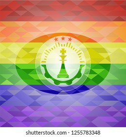 chess king icon inside lgbt colors emblem 