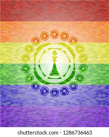 chess king icon inside lgbt colors emblem 
