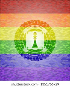 chess king icon inside lgbt colors emblem 