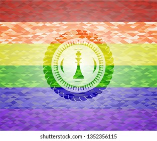 chess king icon inside lgbt colors emblem 