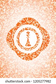 chess king icon inside orange mosaic emblem